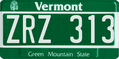 VT license plate ZRZ313