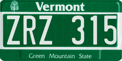 VT license plate ZRZ315