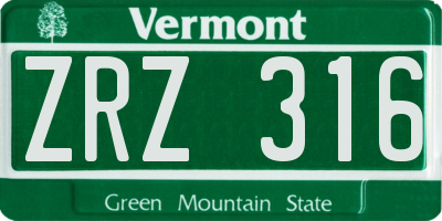VT license plate ZRZ316