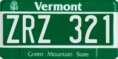 VT license plate ZRZ321