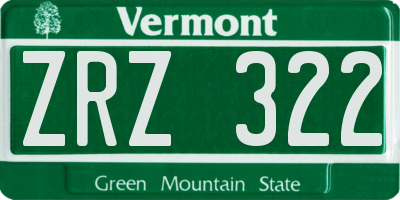 VT license plate ZRZ322