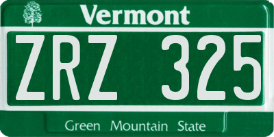 VT license plate ZRZ325