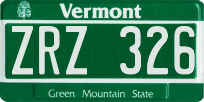 VT license plate ZRZ326