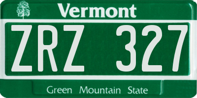 VT license plate ZRZ327