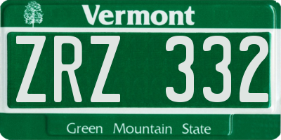 VT license plate ZRZ332