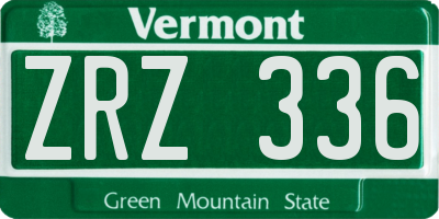 VT license plate ZRZ336