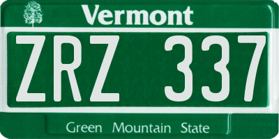 VT license plate ZRZ337