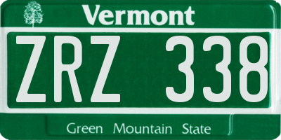VT license plate ZRZ338