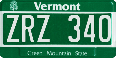 VT license plate ZRZ340