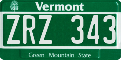 VT license plate ZRZ343