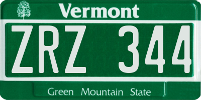 VT license plate ZRZ344
