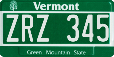 VT license plate ZRZ345