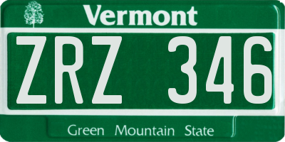 VT license plate ZRZ346