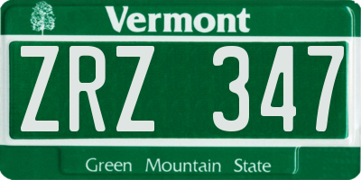 VT license plate ZRZ347