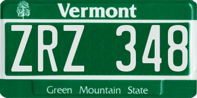 VT license plate ZRZ348