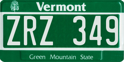 VT license plate ZRZ349