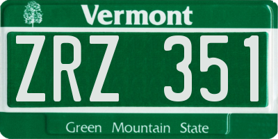 VT license plate ZRZ351