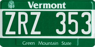 VT license plate ZRZ353