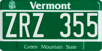 VT license plate ZRZ355