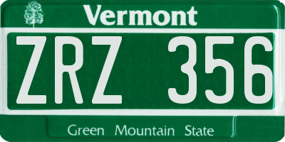 VT license plate ZRZ356