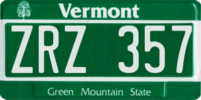 VT license plate ZRZ357