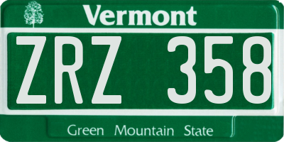 VT license plate ZRZ358