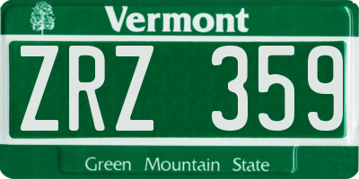 VT license plate ZRZ359