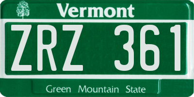 VT license plate ZRZ361