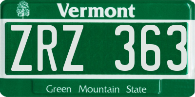 VT license plate ZRZ363