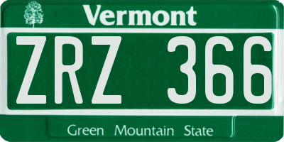 VT license plate ZRZ366