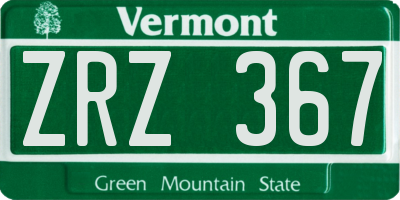 VT license plate ZRZ367
