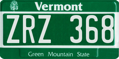 VT license plate ZRZ368