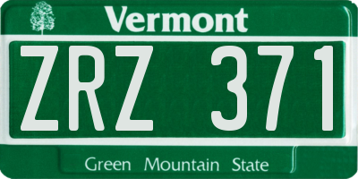 VT license plate ZRZ371