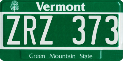 VT license plate ZRZ373