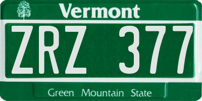 VT license plate ZRZ377