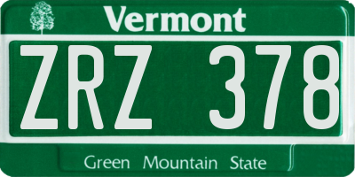 VT license plate ZRZ378