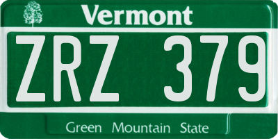 VT license plate ZRZ379