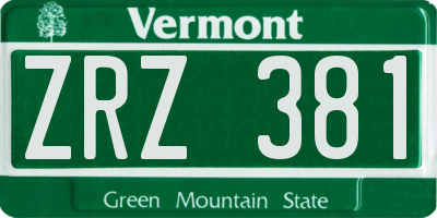 VT license plate ZRZ381