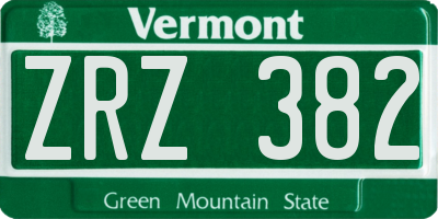 VT license plate ZRZ382