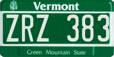 VT license plate ZRZ383