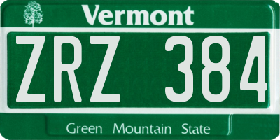VT license plate ZRZ384