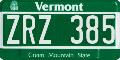 VT license plate ZRZ385