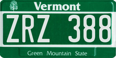 VT license plate ZRZ388