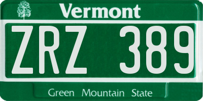 VT license plate ZRZ389