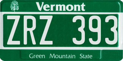 VT license plate ZRZ393