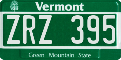VT license plate ZRZ395