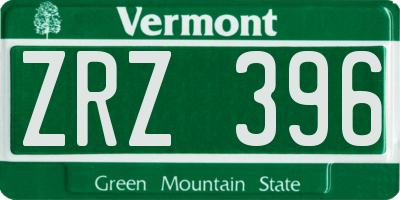 VT license plate ZRZ396
