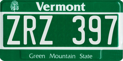 VT license plate ZRZ397