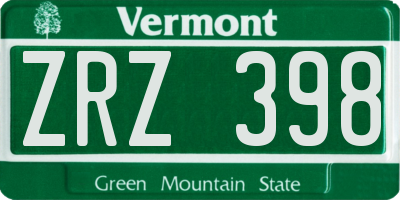 VT license plate ZRZ398