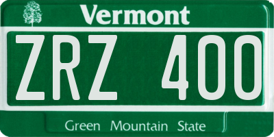 VT license plate ZRZ400